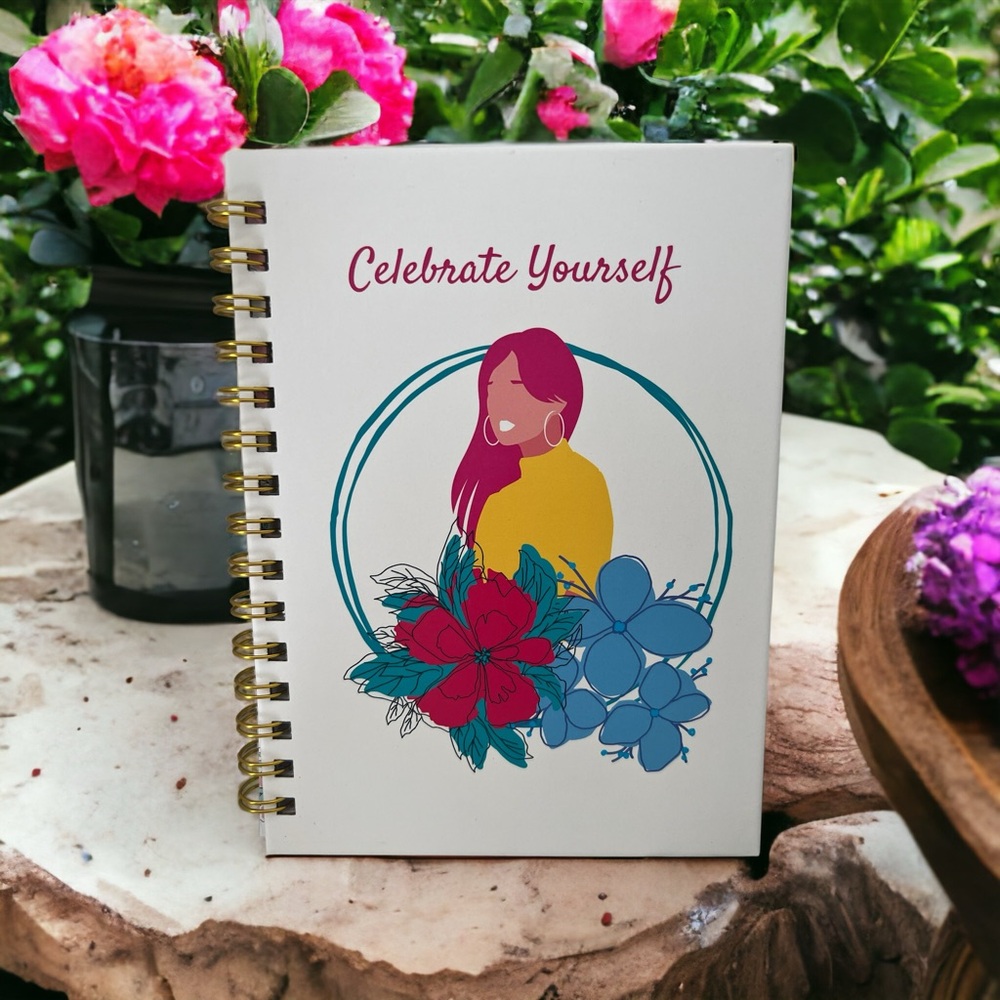 Celebrate Yourself Journal-Yellow, Hardbound, Gold Spiral Bound, 100 pg, NWT